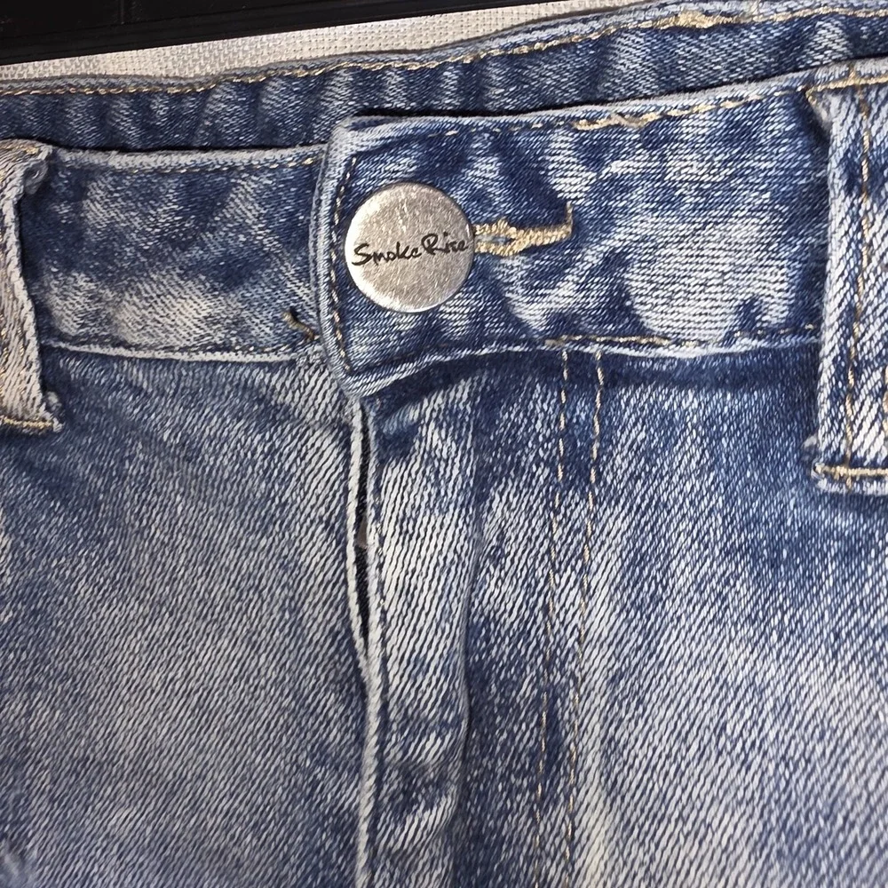Smoke Rise Jeans Mens 32x32 Distressed Wash Stacked Skinny